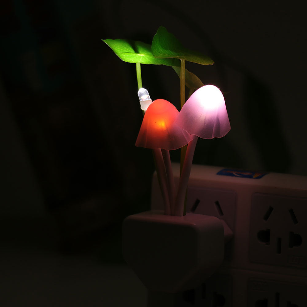 Smart LED Mushroom Night Lamp – 3 Colors, Built-in Light Sensor, 220V Decorative Light